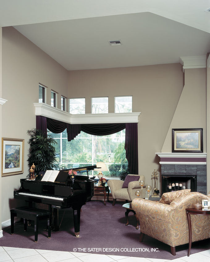 Tall ceilings and expansives views in this livingroom