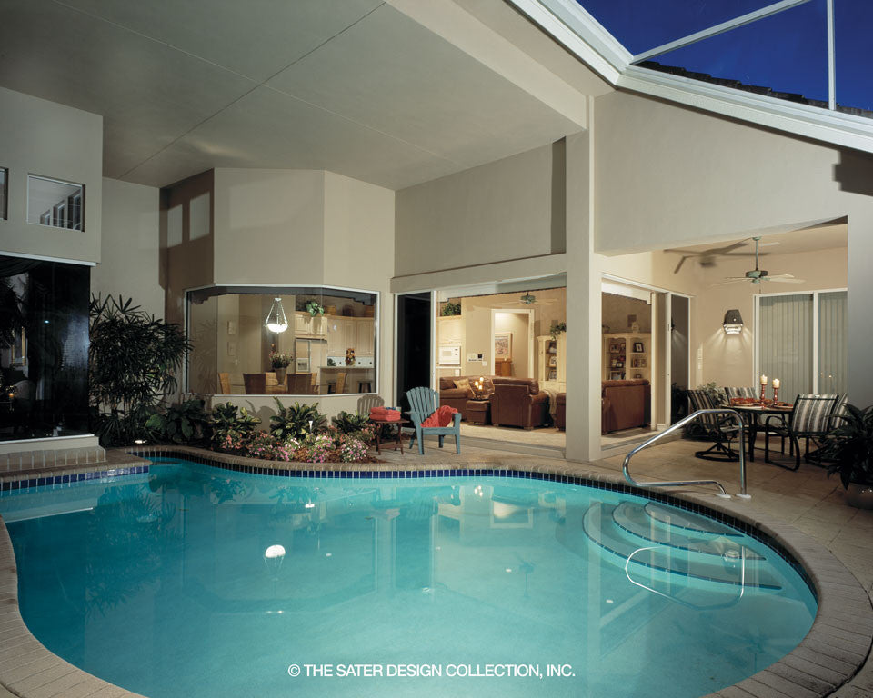 Breakfast nook overlooks the pool