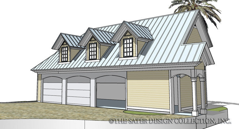 Three Car Garage-Front Render Image-Plan #6704
