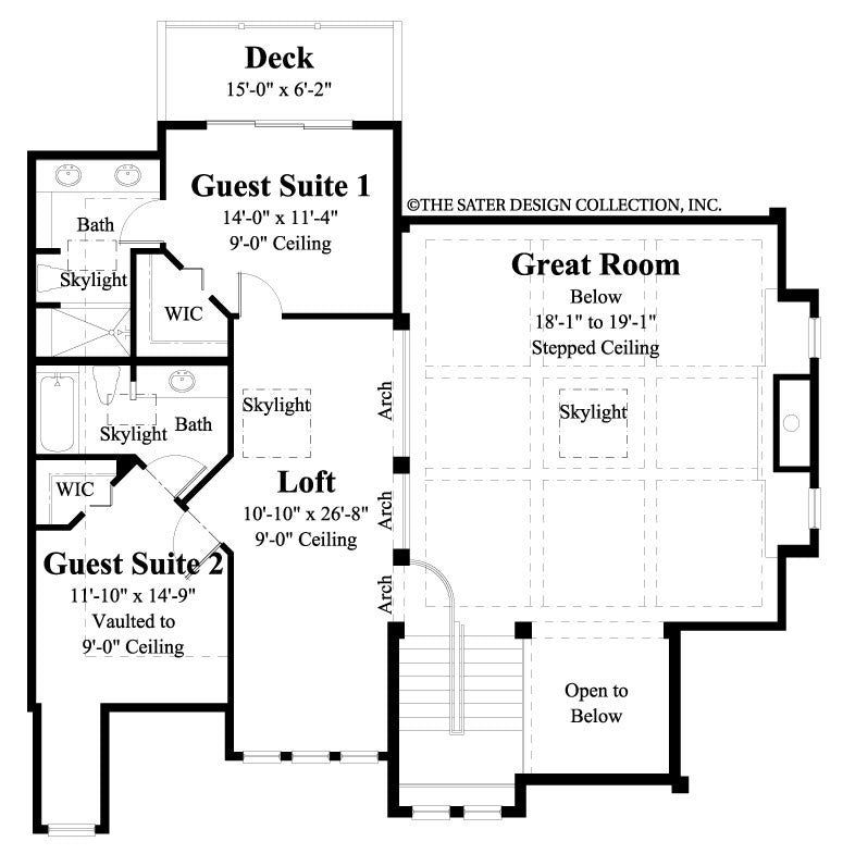 Montego Bay-Upper Level Floor Plan-Plan #6800