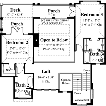 linden place-upper level floor plan- plan #6805