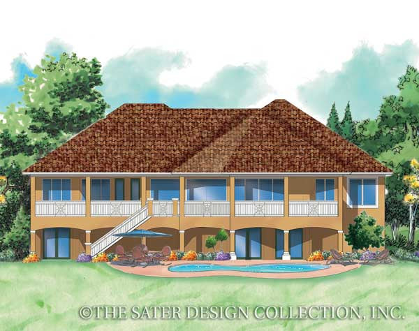 Barcelona Harbor-Rear Elevation-Plan #6860