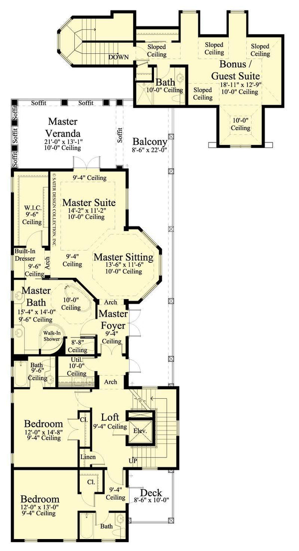 Berkshire Bluff - Upper Level Floor Plan - #6880