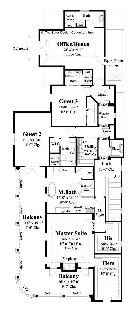 plan #6892- second story floor plan - carrington