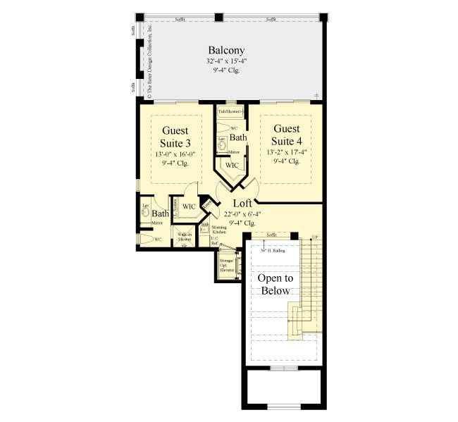 Valhalla House Plan second level floor plan