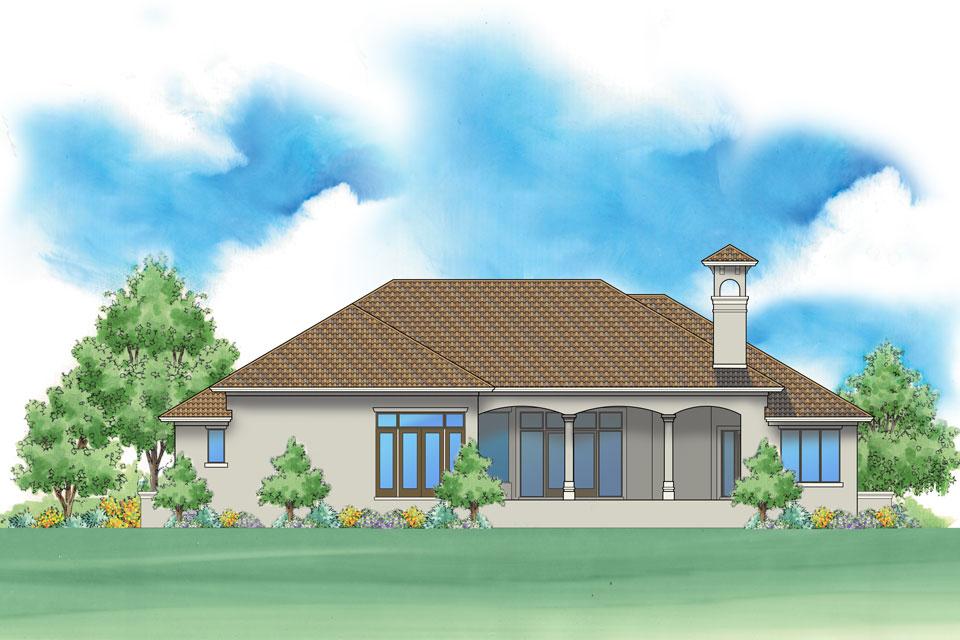 Andalusian style house plan rear exterior