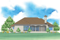 Andalusian style house plan rear exterior