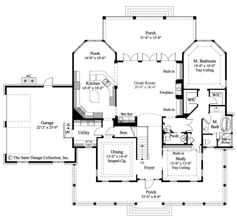 oak island home main level floor plan 7062