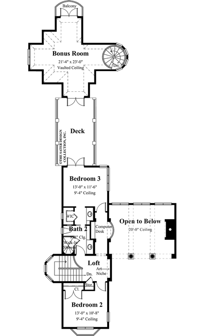 bartolini- upper level floor plan -plan #8022