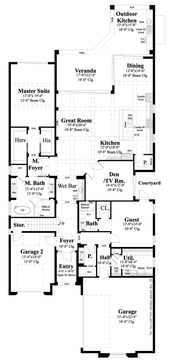 Caspian-Lower Level Floor Plan-Mediterranean Home Plan
