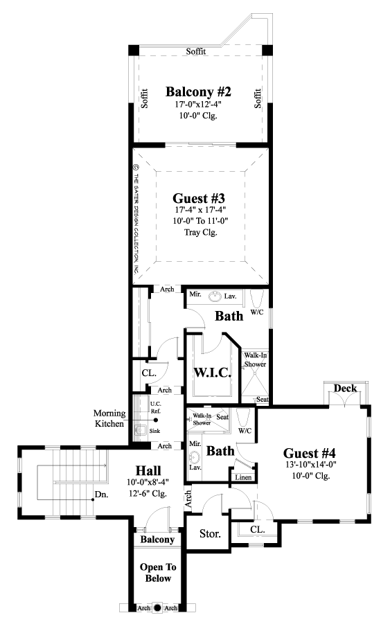 Caspian-Upper Level Floor Plan-Mediterranean Home Plan