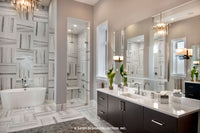 Waters Edge House Plan&#39;s master bath and walk-in shower