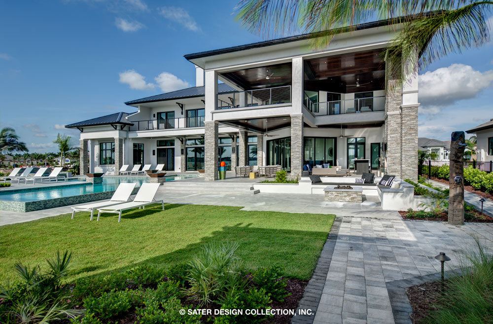 Waters Edge House Plan&#39;s solana and second floor balcony